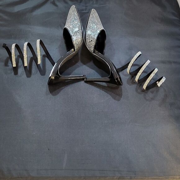 BRAND NEW BERNESS OPEN HEELS WITH STRASS STRAP SANDAL - Picture 10 of 14